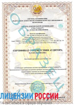 Образец сертификата соответствия аудитора №ST.RU.EXP.00014300-1 Палласовка Сертификат OHSAS 18001
